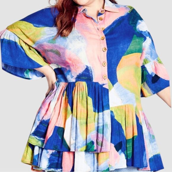 Avenue/ Zim & Zoe Splash Print Tunic, Size 22/24 - Picture 2 of 13